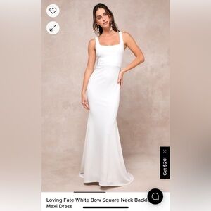 Lulus - Loving Fate White Bow Square Neck Backless Maxi Dress